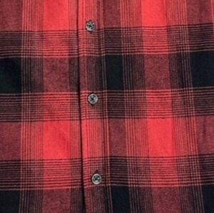 Eddie Bauer Red and Black Plaid Casual Button-Down Shirt